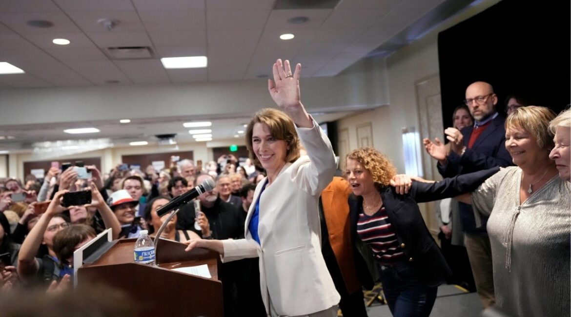 Wisconsin Supreme Court candidate Susan Crawford speaks during her election night party after winning the election Tuesday, April 1, 2025, in Madison, Wis. (AP/Kayla Wolf)