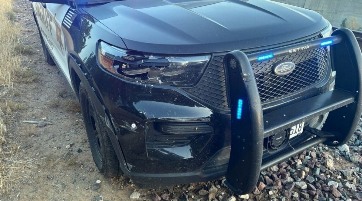 A man accused of stealing a City of Fresno vehicle was arrested Wednesday, May 28, 2025, in Madera County after a pursuit that sparked small fires and ended with a crash. (Madera County SO)