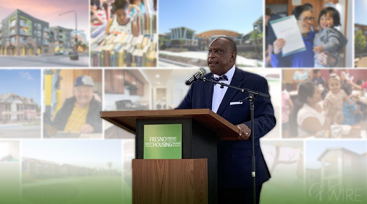 Collage of Fresno Housing CEO Tyrone Roderick Williams and various affordable housing projects