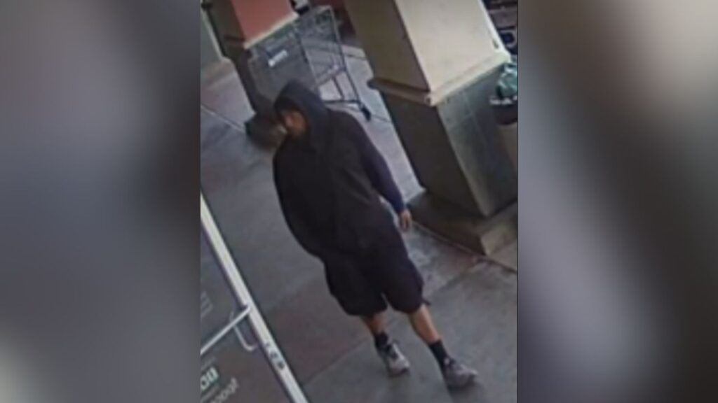 Fresno police are searching for a man who robbed a Cricket Wireless store at gunpoint on Monday, May 19, 2025, and fled on foot with cash. (Fresno PD)