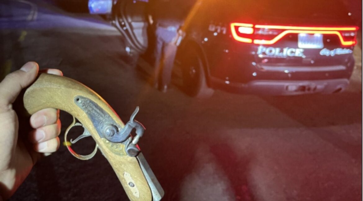 Joshua Buentello, 26, of Madera, was arrested Tuesday, May 20, 2025, after police found a concealed black powder firearm during a traffic stop. (Madera PD)