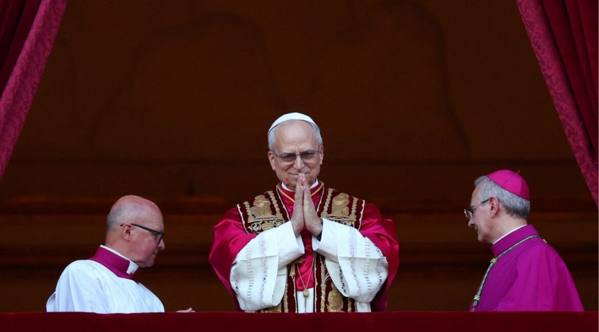 Newly elected Pope Leo XIV, Cardinal Robert Prevost of the United States appears on the balcony of St. Peter's Basilica, at the Vatican, May 8, 2025. (REUTERS/Guglielmo Mangiapane)