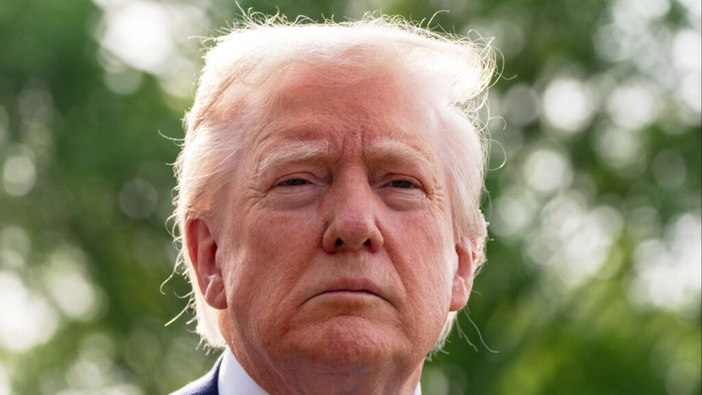 President Donald Trump speaks with reporters as he and first lady Melania Trump depart on Marine One from the South Lawn of the White House, Friday, April 25, 2025, in Washington. The President and first lady will be traveling to Rome and the Vatican to attend the funeral for Pope Francis. (AP/Alex Brandon)