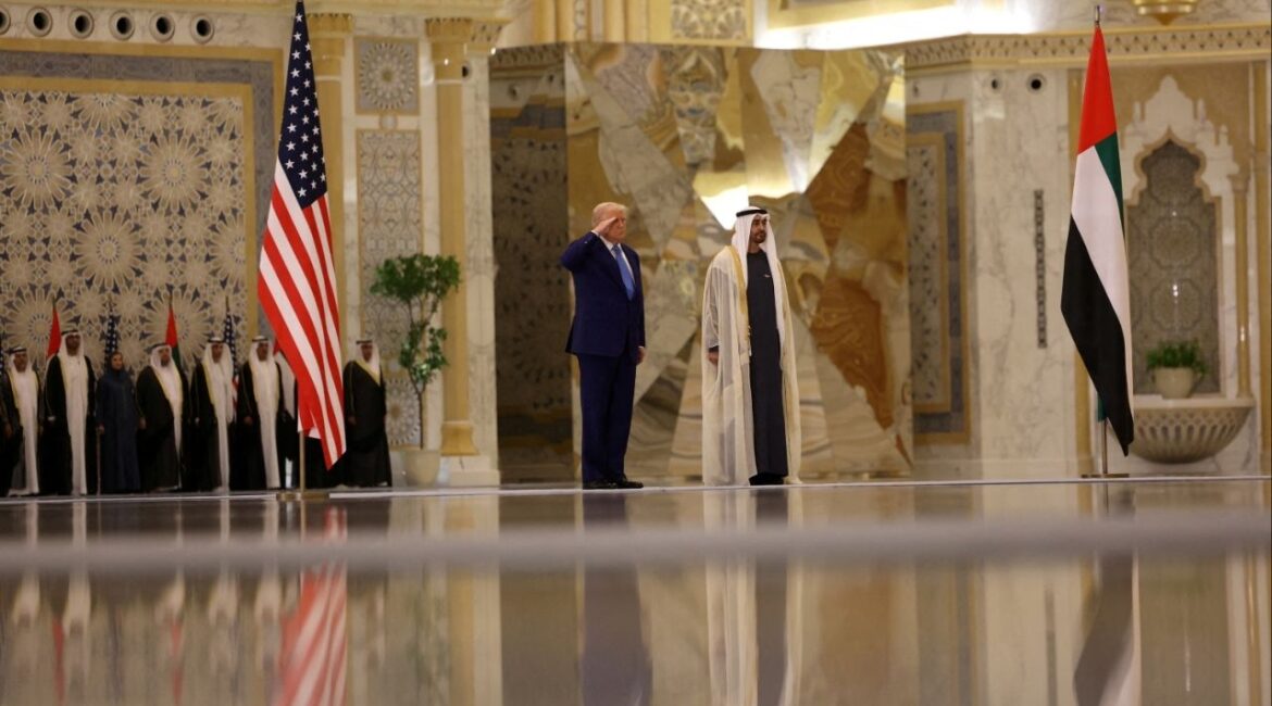 U.S. President Donald Trump meets United Arab Emirates President Sheikh Mohamed bin Zayed Al Nahyan, at Qasr Al Watan, in Abu Dhabi, United Arab Emirates, May 15, 2025. REUTERS/Amr Alfiky