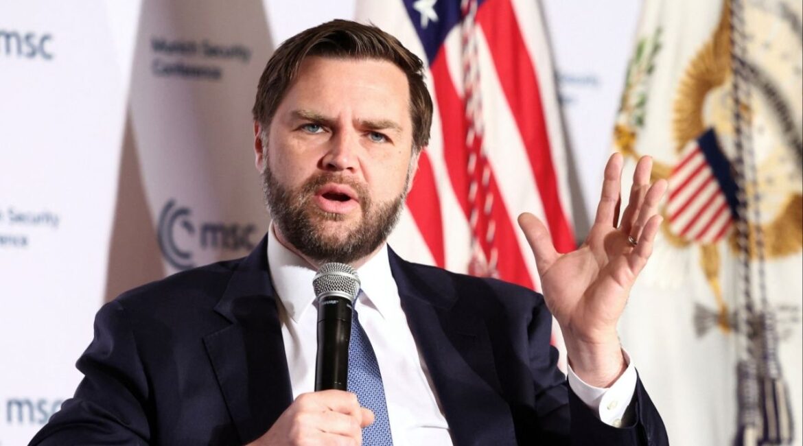 U.S. Vice President JD Vance participates in a discussion at a Munich Security Conference event in Washington, D.C., U.S., May 7, 2025. REUTERS/Kevin Lamarque/File Photo