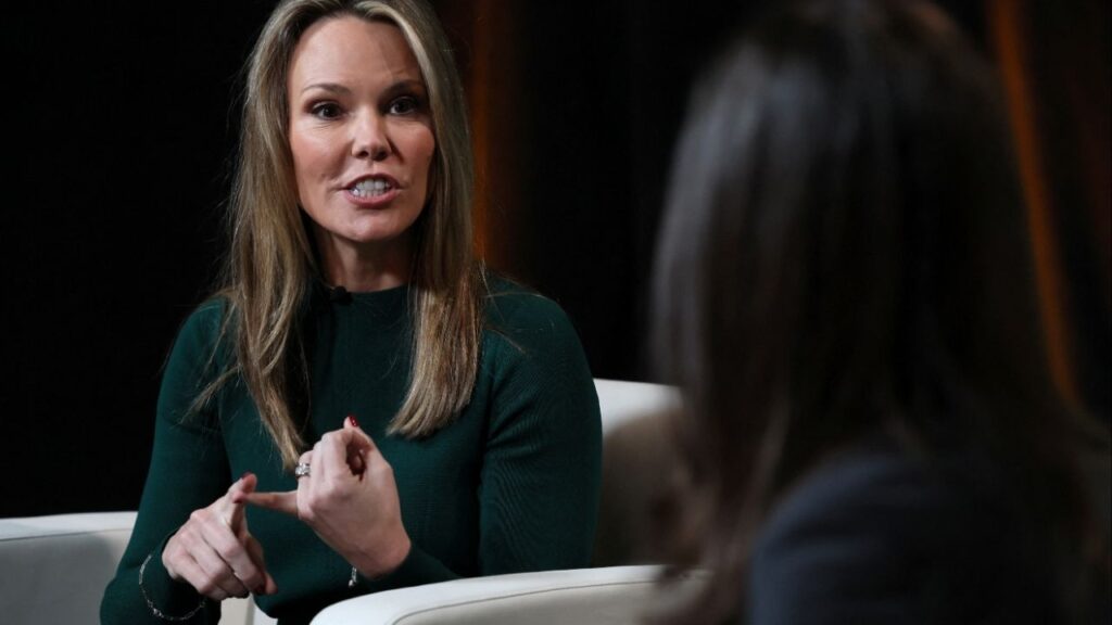 Wendy McMahon, CEO of CBS News, speaks during the Axios BFD event in New York City, U.S., October 12, 2023. REUTERS/Brendan McDermid/File Photo