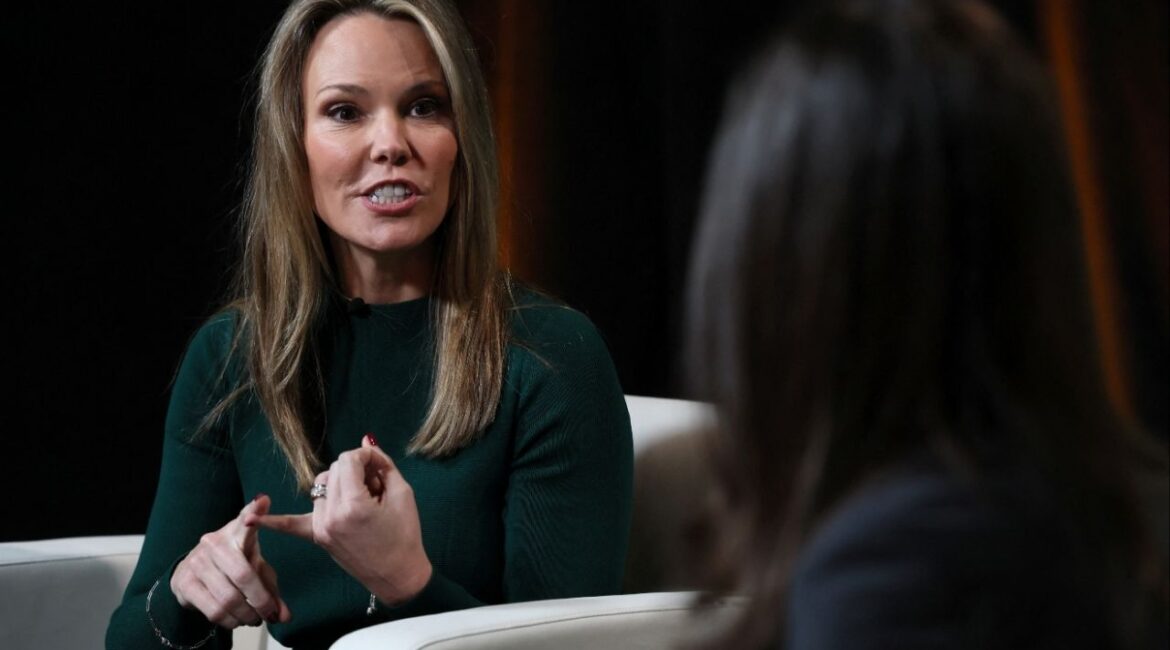 Wendy McMahon, CEO of CBS News, speaks during the Axios BFD event in New York City, U.S., October 12, 2023. REUTERS/Brendan McDermid/File Photo