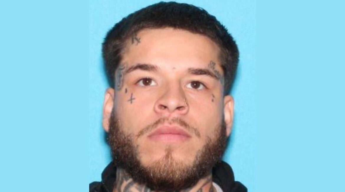 A Fresno parolee, Andrew Garcia, 23, was arrested Sunday, June 1, 2025, after brandishing a replica handgun at officers and leading police on a vehicle rampage that ended in a standoff and his peaceful surrender. (Fresno PD)