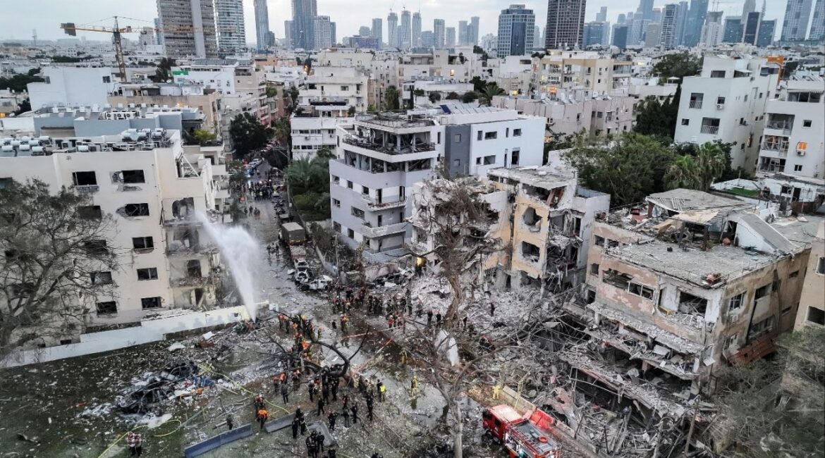 A drone photo shows the damage over residential homes at the impact site following missile attack from Iran on Israel, in Tel Aviv, Israel June 16, 2025. (Reuters File)