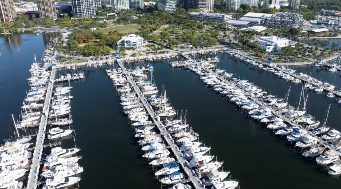 A drone view shows Diner Key Marina and residential condominiums at Coconut Grove neighborhood in Miami, Florida, U.S. April 16, 2025. (Reuters File)
