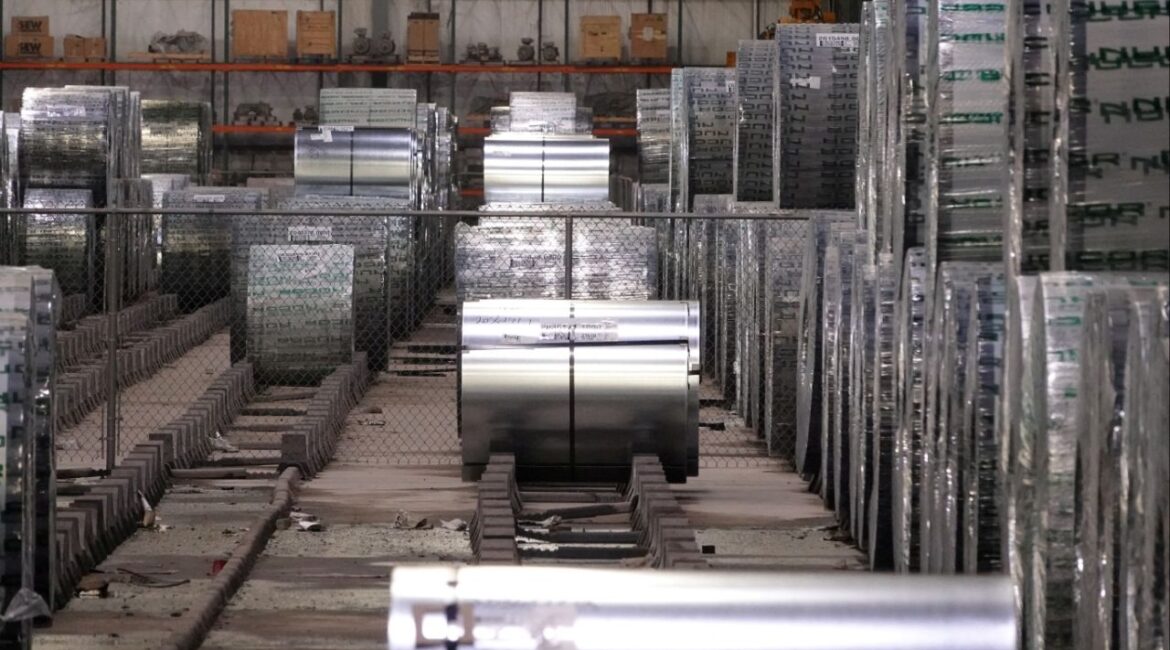 A general view of interior of a Nucor steel factory in Blytheville, Arkansas, U.S., March 28, 2025. REUTERS/Karen Pulfer Focht/File Photo