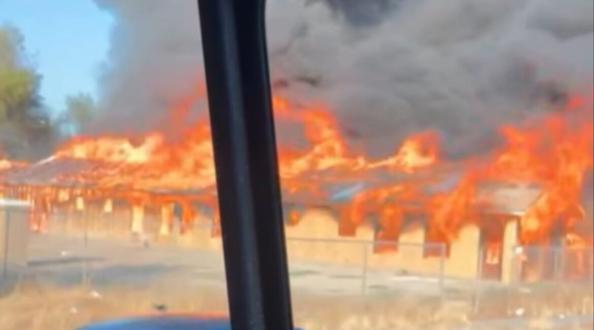 A house fire near Downtown Fresno destroyed a home under construction and displaced six people from a neighboring residence on Sunday, June 29, 2025. (Fresno FD)