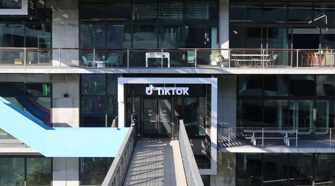 A logo is displayed over a door at the U.S. headquarters of the social media company TikTok in Culver City, California, U.S. January 17, 2025. (Reuters File)