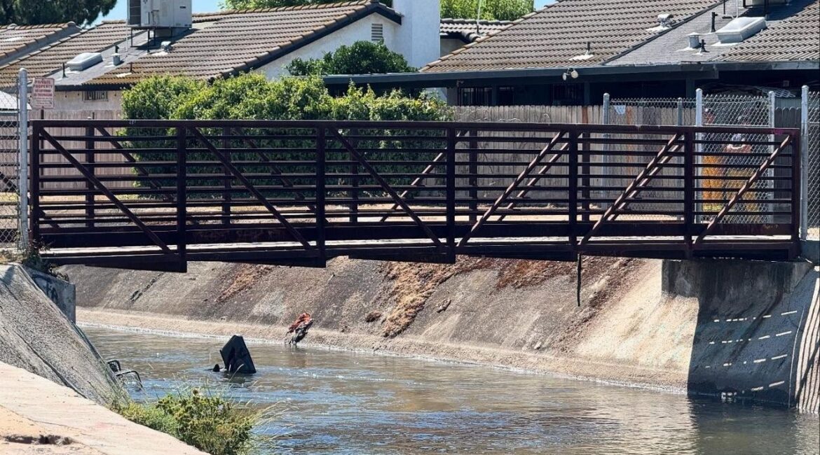 A person was rescued from a Fresno canal Monday, June 16, 2025, near Dakota and Ninth Street, marking the third such incident in recent days, officials said. (Fresno FD)