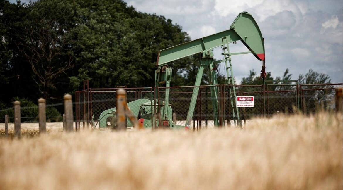 A pumpjack operates at the Vermilion Energy site in Trigueres, France, June 14, 2024. (Reuters File)