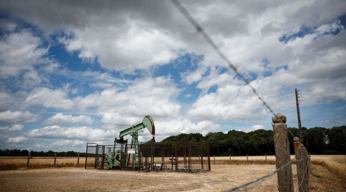 A pumpjack operates at the Vermilion Energy site in Trigueres, France, June 14, 2024. (Reuters File)