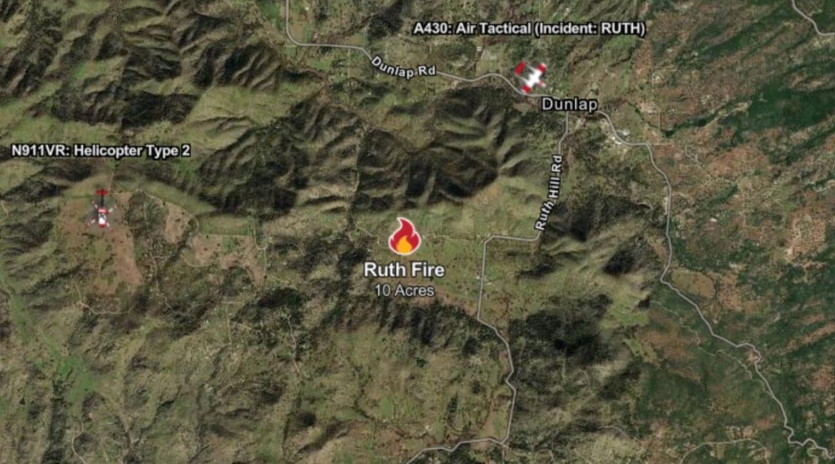CalFire is reporting a new fire, the Ruth Fire, that has grown to 10 acres as of Friday, June 20, 2025, morning. (CalFire)