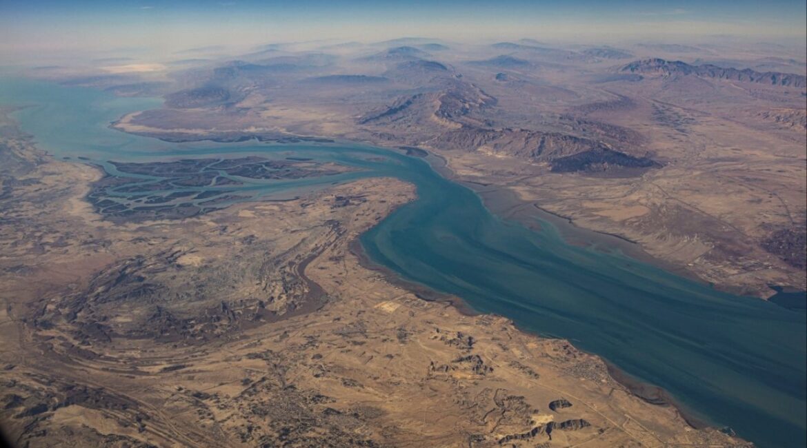 An aerial view of the Iranian shores and the island of Qeshm in the strait of Hormuz, December 10, 2023. REUTERSStringerFile Photo