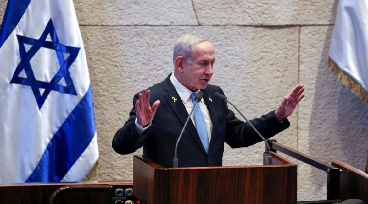 Israeli Prime Minister Benjamin Netanyahu speaks during a Plenum session of the Knesset, Israel's Parliament, also attended by Argentine President Javier Milei, in Jerusalem, June 11, 2025. (Reuters File)