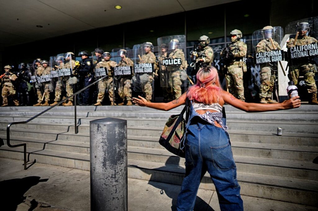 LA Protester Taunts California National Guard Members