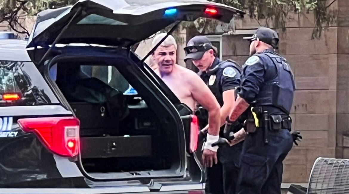 Law enforcement officers detain a suspect, after an attack that injured multiple people, in Boulder, Colorado, U.S. June 1, 2025, in this picture obtained from social media. X/@OpusObscuraX/via REUTERS