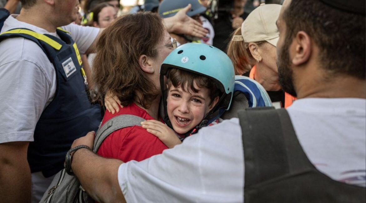Local residents are evacuated following an Iranian missile strike in Ramat Gan, Israel on Thursday, June 19, 2025. Israel’s defense minister warned on Thursday that the Israeli military would intensify its strikes on “strategic targets” in Iran, after a barrage of Iranian missiles hit several locations, including a major hospital complex in southern Israel. (Avishag Shaar-Yashuv/The New York Times)