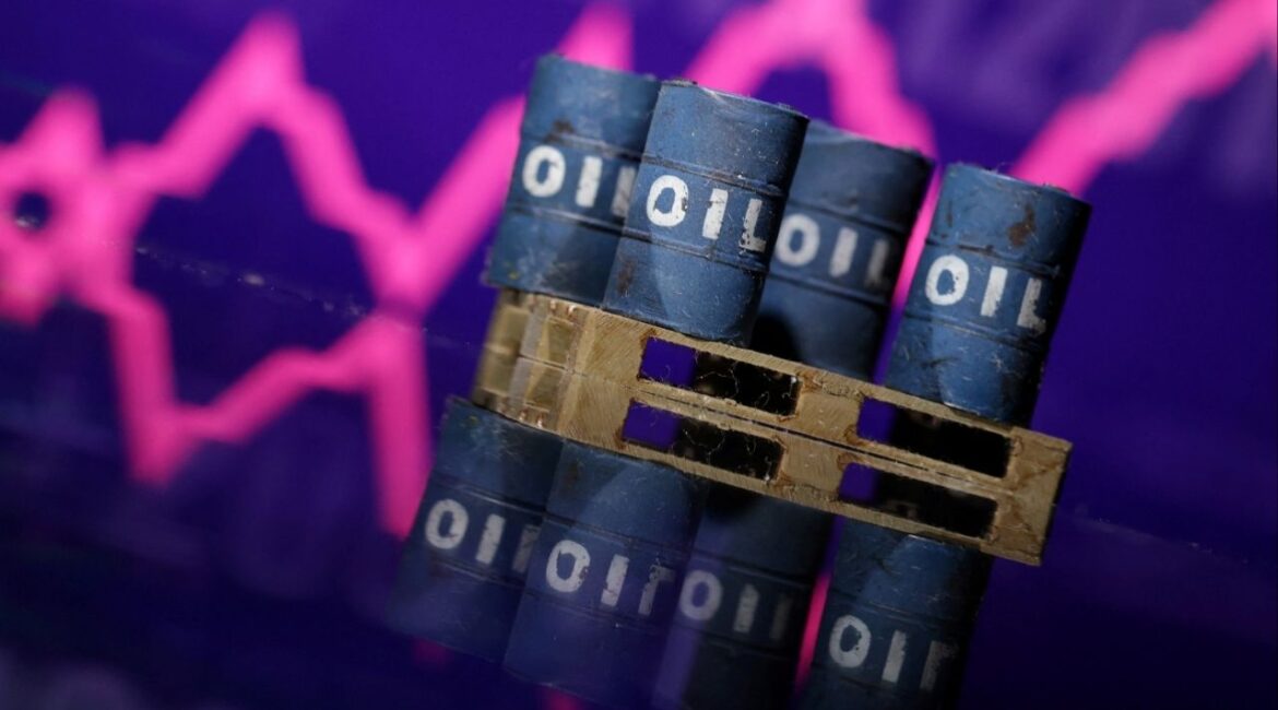 Miniatures of oil barrels and a rising stock graph are seen in this illustration taken January 15, 2024. (Reuters/File)