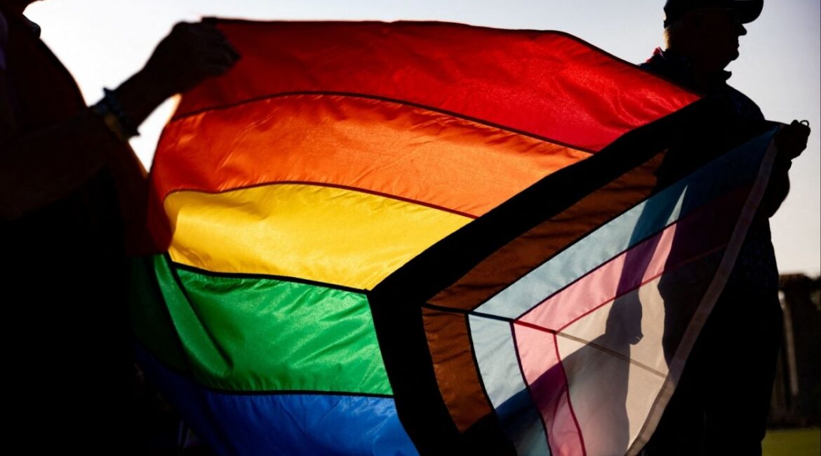People participate in an event to raise Bucks County's Pride Flag to kick off Pride Month in Doylestown, Pennsylvania, U.S., June 1, 2023. (Reuters File)
