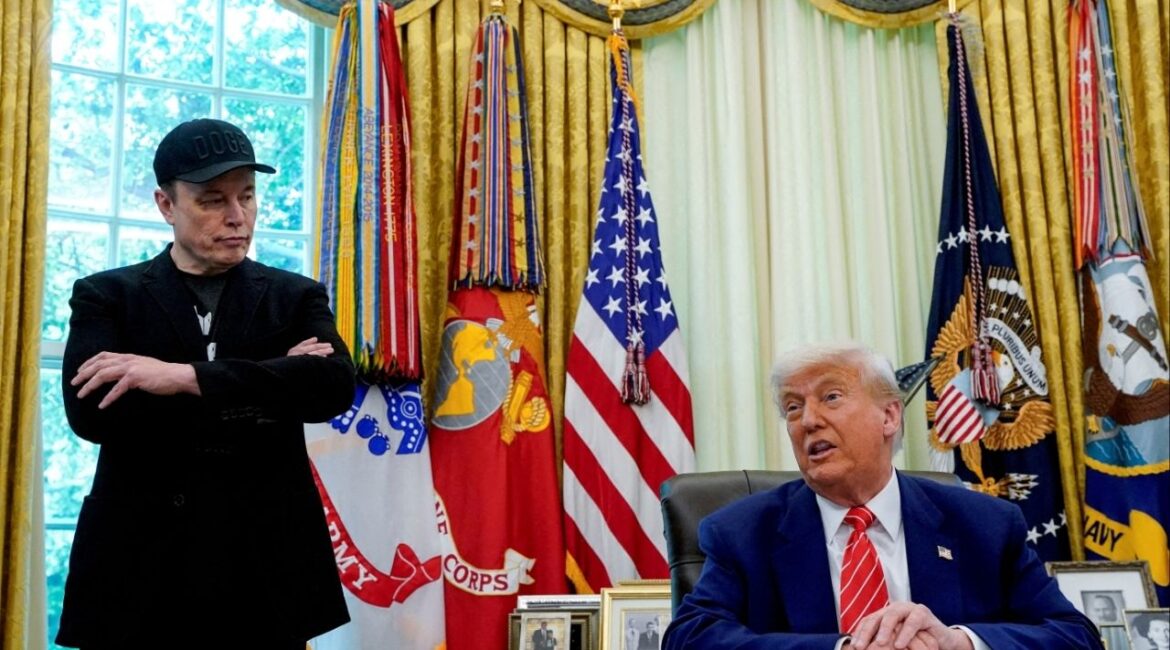President Donald Trump and Elon Musk attend a press conference in the Oval Office of the White House in Washington, D.C., U.S., May 30, 2025. (Reuters File)