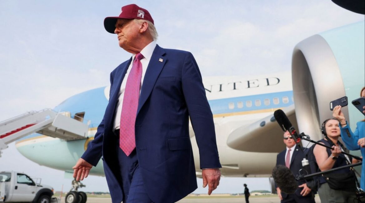 President Donald Trump walks away after speaking to the media upon arrival at Joint Base Andrews following a visit to North Carolina, in Maryland, U.S., June 10, 2025. (Reuters File Photo)