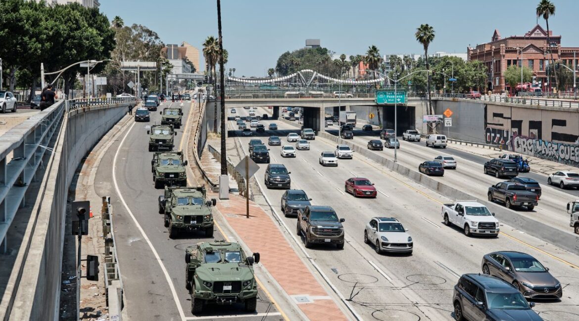 Military Vehicles on LA Freeway 101