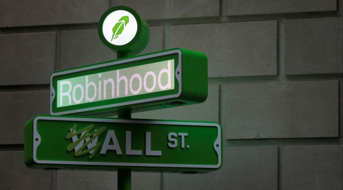 The logo of Robinhood Markets, Inc. is seen at a pop-up event on Wall Street after the company's IPO in New York City, U.S., July 29, 2021. (Reuters File)