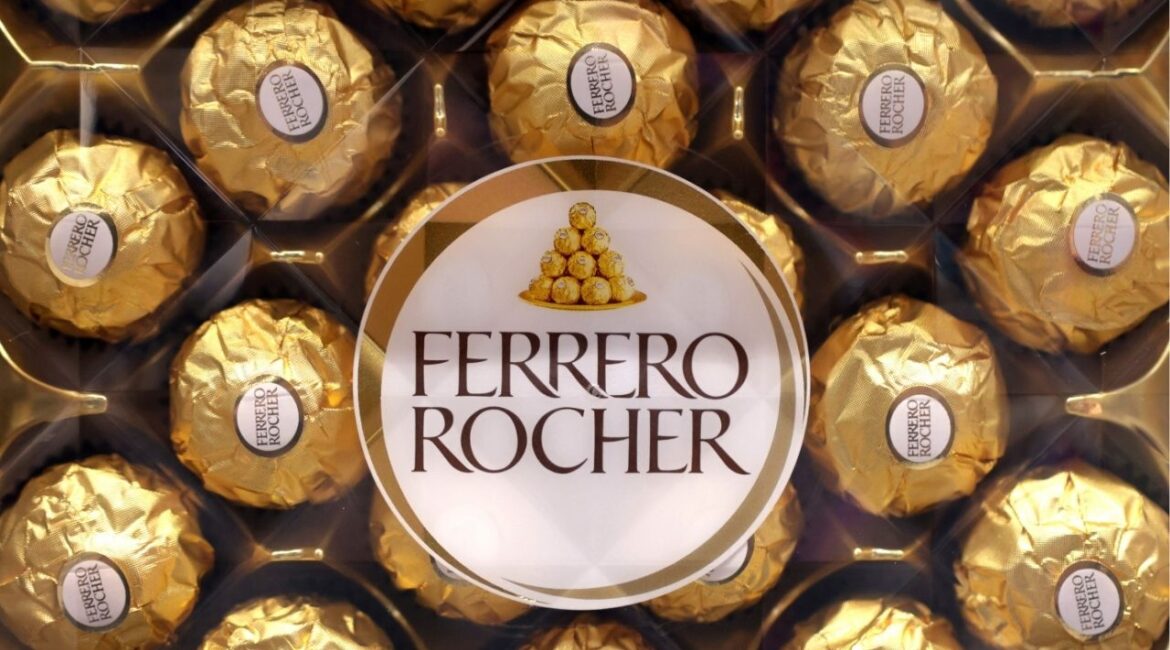 A box of Ferrero Rocher is displayed on a shelf in a supermarket in Sarajevo, Bosnia and Herzegovina October 29, 2024.