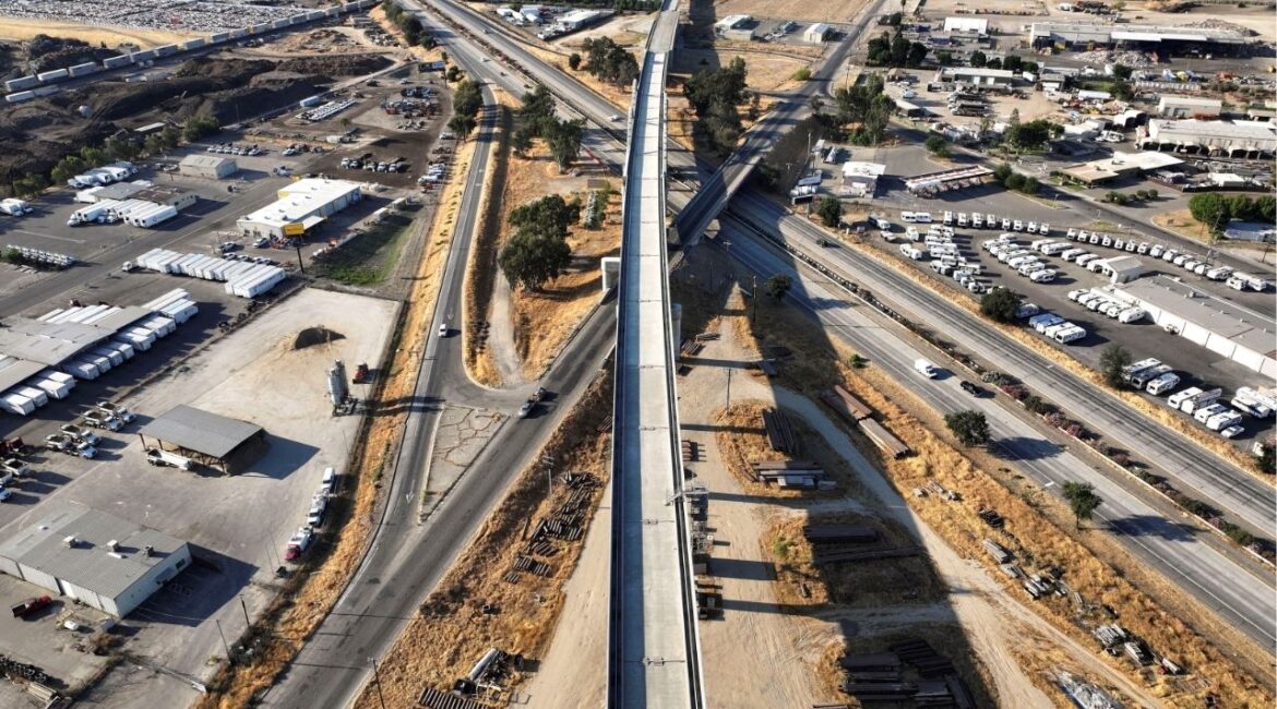 A drone view of a California High-Speed Rail Bridge where it crosses through Fresno, California, U.S. June 8, 2025. (Reuters)