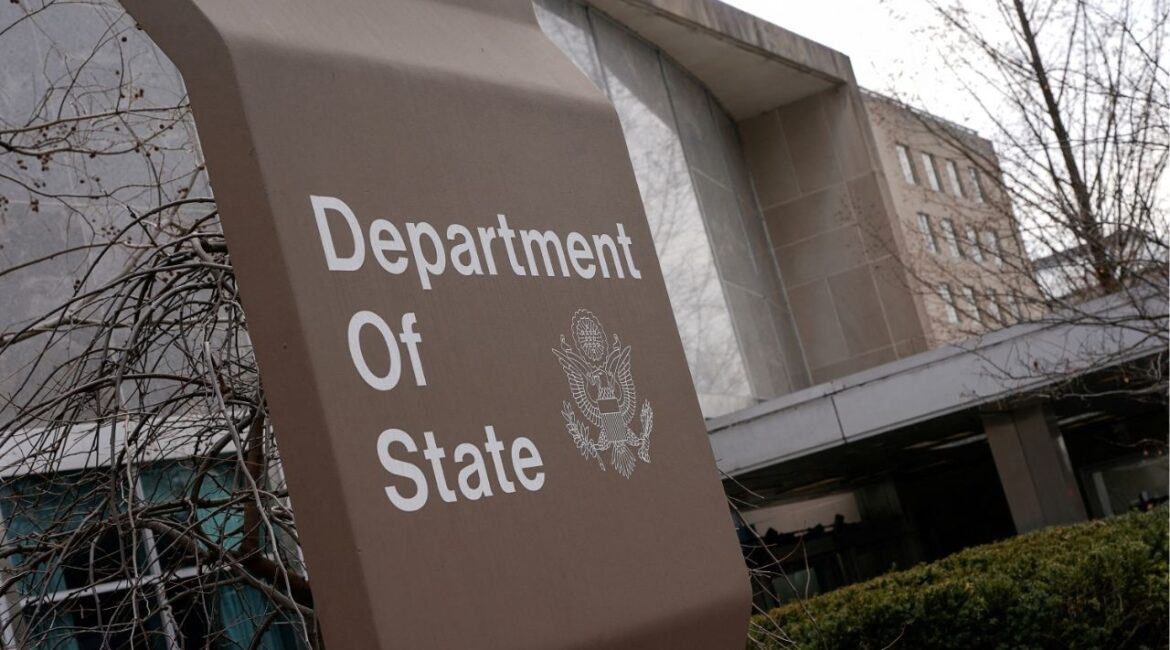 A general view of a U.S. State Department sign, on the day U.S. Secretary of State Marco Rubio meets with Hungarian Foreign Minister Peter Szijjarto, in Washington, D.C., U.S., March 4, 2025. (Reuters File)