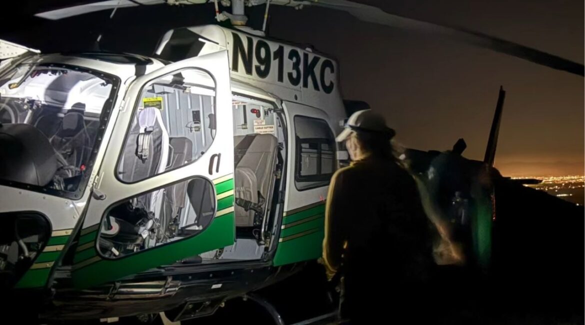 A hiker with an ankle injury was rescued by helicopter after becoming stranded on a steep slope along the Pacific Crest Trail near Rosamond, authorities said. (Kern County SO)
