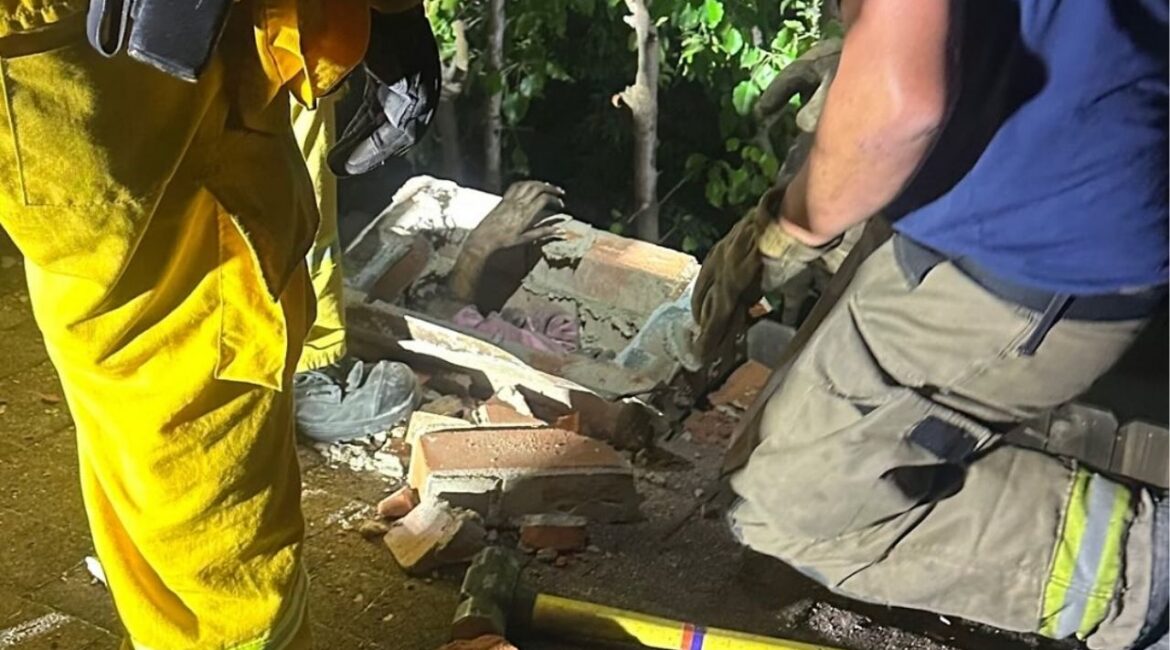 A juvenile girl was rescued early Thursday, July 17, 2025, after becoming trapped inside a chimney at a Fresno home and was hospitalized with minor injuries. (Fresno FD)