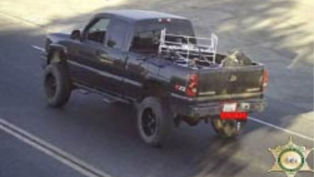 A photo of the suspects black Chevrolet Silverado. (Madera County SO)