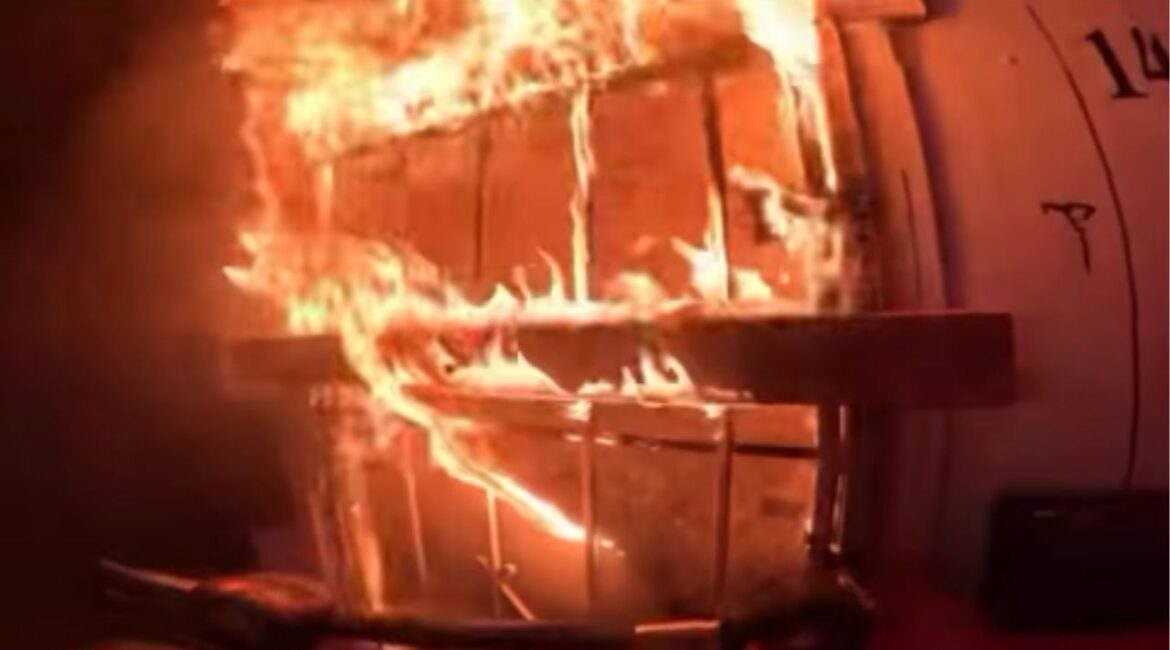 A vacant building on North Blackstone Avenue in Fresno was destroyed by fire Tuesday, July 15, 2025, night, though firefighters prevented it from spreading to nearby structures. (Fresno FD)