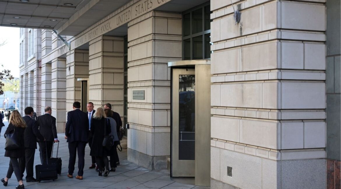 AP's members leave the U.S. District Court, on the day a judge hears arguments in the Associated Press' (AP) bid to restore access for its journalists to cover press events aboard Air Force One and at the White House, after the Trump administration barred the news agency for continuing to refer to the Gulf of Mexico in its coverage, in Washington, D.C., U.S., March 27, 2025. (Reuters File)