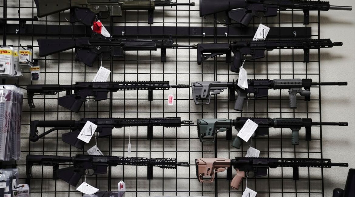 AR-15 style rifles are displayed for sale at Firearms Unknown, a gun store in Oceanside, California, U.S., April 12, 2021. (Reuters File)