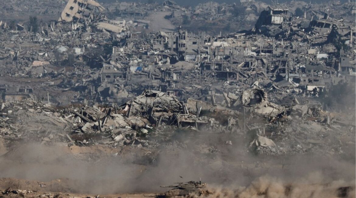An Israeli tank maneuvers in Gaza, as seen from the Israeli side of the border, July 6, 2025. (Reuters/Amir Cohen)
