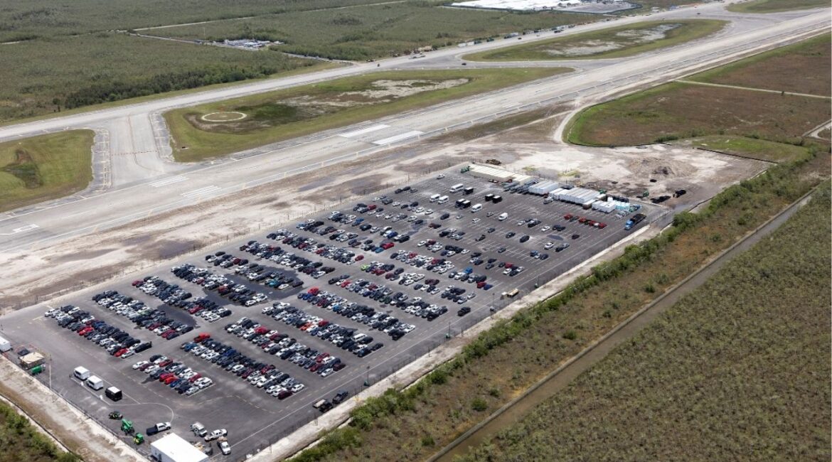An aerial view shows "Alligator Alcatraz" ICE detention center at Dade-Collier Training and Transition Airport in Ochopee, Florida, U.S. July 24, 2025. (Reuters File)
