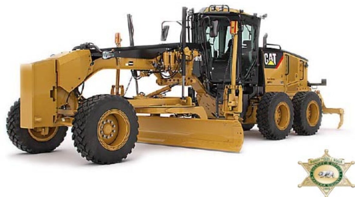 Authorities in Madera County are searching for a stolen Caterpillar motor grader ( similar to the one pictured) worth $300,000 that was taken from a work site late Sunday, July 27, 2025, night. (Madera County SO)