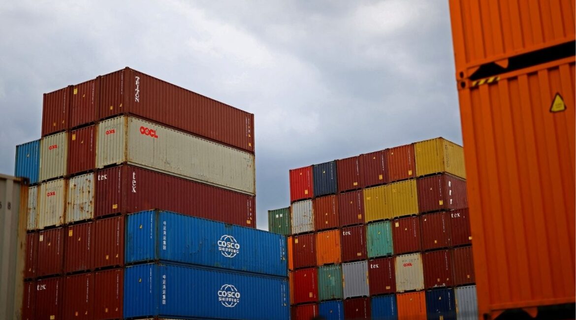 Containers wait for shipment at a terminal, after U.S. President Donald Trump threatened on Saturday to impose a 30% tariff on imports from Mexico and the European Union starting on August 1, south of Berlin, Germany, July 14, 2025. (Reuters File)
