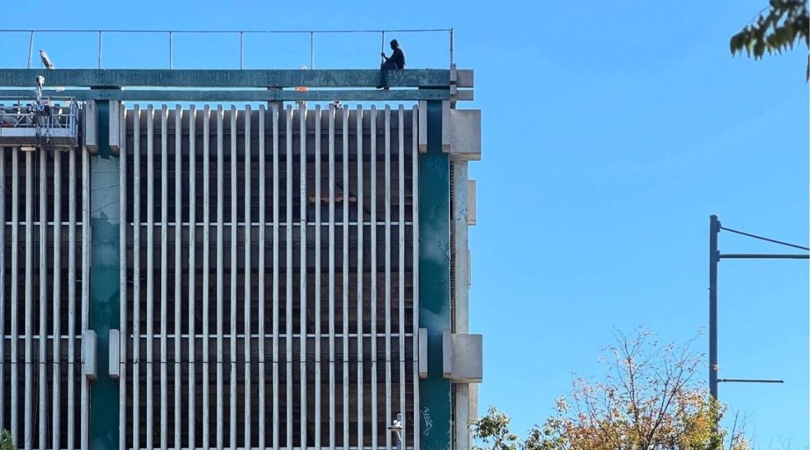 Fresno first responders spent over two hours safely rescuing a person in crisis from the edge of a downtown parking garage Friday, July 25, 2025,morning. (Fresno FD)