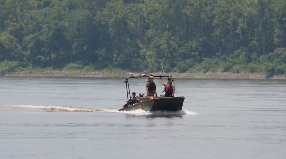 In a photo provided by Shelby County Sheriff’s Office shows rescue workers on the Mississippi River near Memphis where the bodies of three men were recovered on Wednesday, July 23, 2025. The bodies of three men who were believed to have disappeared on Tuesday evening while fishing and swimming in the Mississippi River near Memphis were found on Wednesday, the local authorities said. (Shelby County Sheriff’s Office via The New York Times)