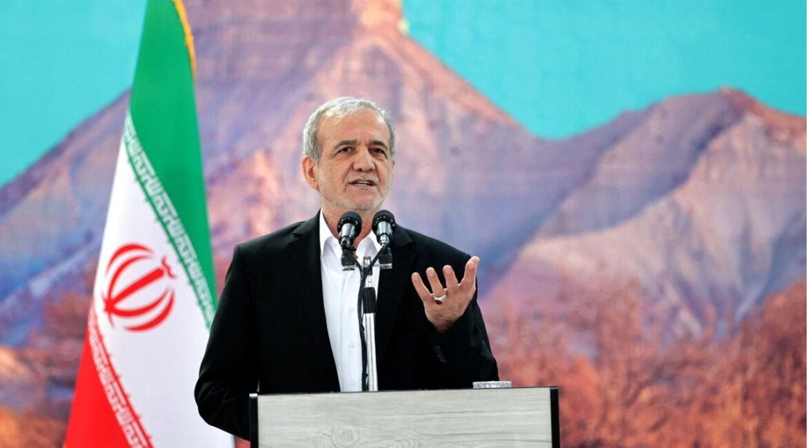 Iranian President Masoud Pezeshkian speaks during a meeting in Ilam, Iran, June 12, 2025. Iran's Presidential website/WANA (West Asia News Agency)/Handout via REUTERS