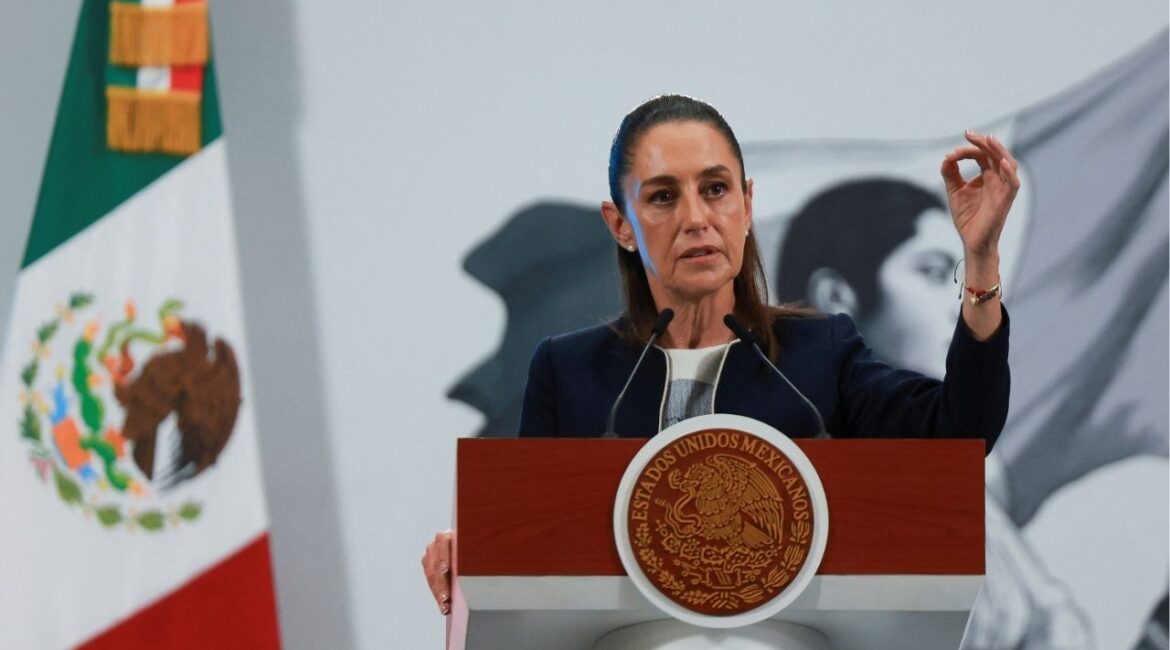 Mexico's President Claudia Sheinbaum speaks during a press conference, as U.S. President Donald Trump threatened on Saturday to impose a 30% tariff on imports from Mexico and the European Union starting on August 1, in Mexico City, Mexico July 14, 2025. (Reuters File)