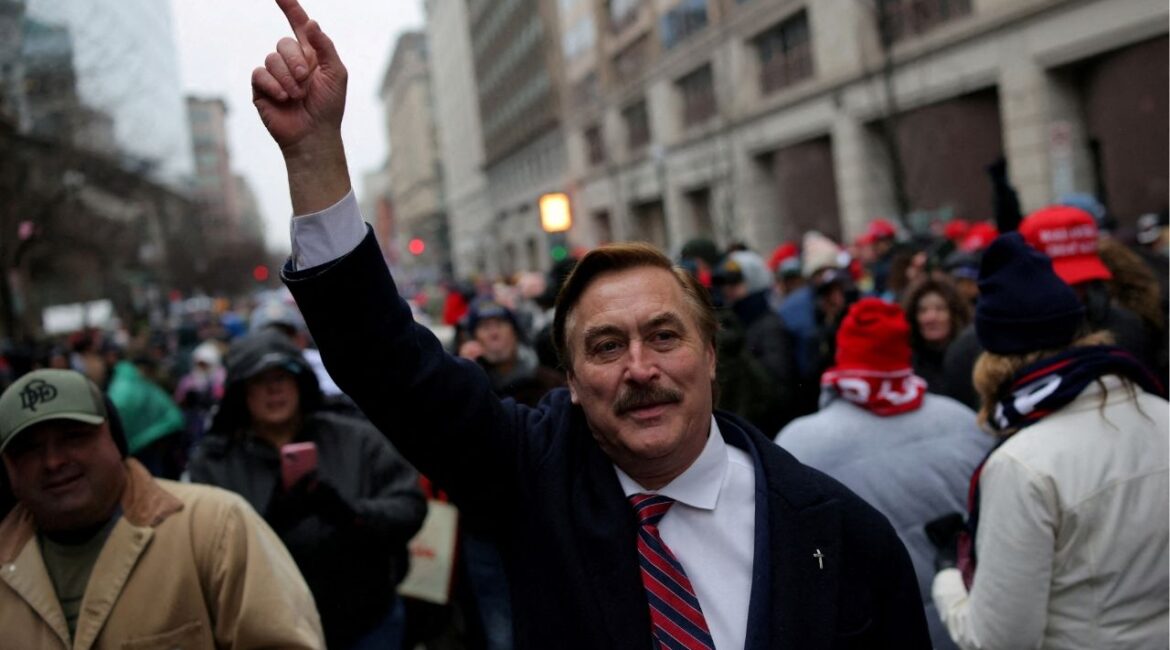 My Pillow CEO Mike Lindell gestures as supporters of U.S. President-elect Donald Trump gather outside Capital One Arena, for a rally a day before he is scheduled to be inaugurated for a second term, in Washington, U.S., January 19, 2025. (Reuters File)